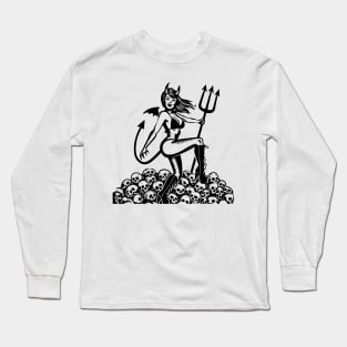 Retro Devil Girl Long Sleeve T-Shirt